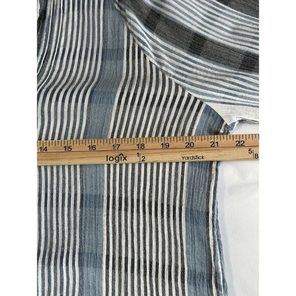 Women's Large Lucky Brand Blue Striped Long Sleeve Blouse Top V-Neck Casual - Picture 14 of 15